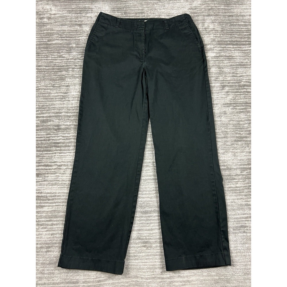 St Johns Bay Pants Womens 12 Black Cotton Blend Straight Chino‎ Casual